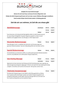 Massage Preisliste - Burggasthof Hauptmann