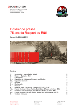 Dossier de presse du Rapport du Gr&uuml;tli