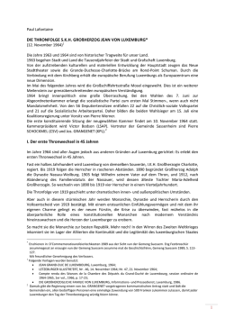Die Thronfolge S.K.H. Gro&szlig;herzog Jean von Luxemburg