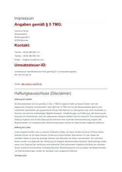 Impressum Angaben gem&auml;&szlig; &sect; 5 TMG: Kontakt: Umsatzsteuer