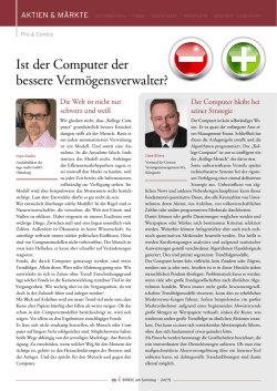 Ist der Computer der bessere Verm&ouml;gensverwalter?