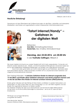 “Tatort Internet/Handy“ – Gefahren in der
