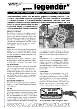 im Spiegel der Medien - Coordination gegen BAYER