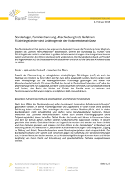 Sonderlager, Familientrennung, Abschiebung trotz Gefahren