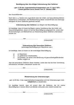 Gefahrenunterweisung gem. &sect; 29 JArbSchG