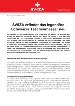 Pressemitteilung SWIZA Swiss Knife (PDF, 1.9 Mo)