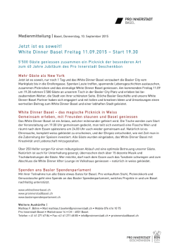 Jetzt ist es soweit! White Dinner Basel Freitag 11.09.2015 &ndash; Start 19.30