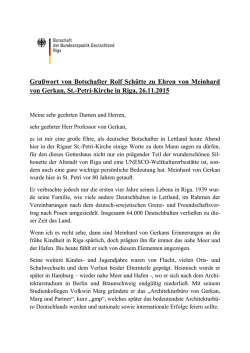 Gru&szlig;wort von Botschafter Rolf Sch&uuml;tte zu Ehren von Meinhard von