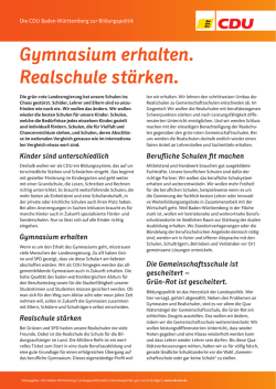 Gymnasium erhalten. Realschule st&auml;rken.