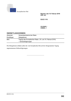 EUCO 1/16 Die Delegationen erhalten anbei die vom Europäischen
