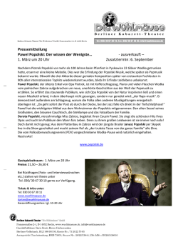 Pressemitteilung Pawel Popolski: Der wissen der Wenigste