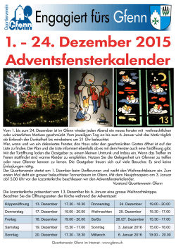 1. - 24. Dezember 2015 Adventsfensterkalender