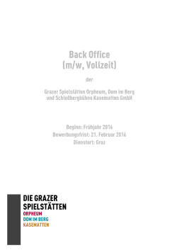 Back Office (m/w, Vollzeit)