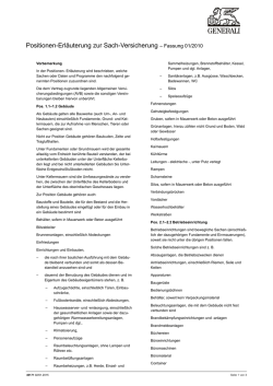 Positionen-Erläuterung zur Sach-Versicherung – Fassung 01/2010