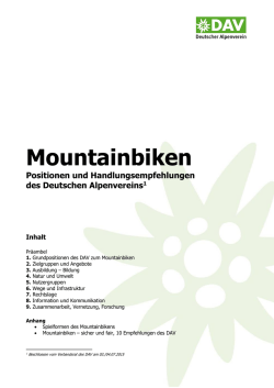 Mountainbiken, Positionen und Handlungsempfehlungen des DAV
