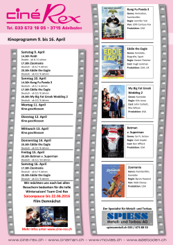 Kinoprogramm 9. bis 16. April