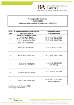 Zeitablaufplan WIW 2016 - Studienakademie Bautzen