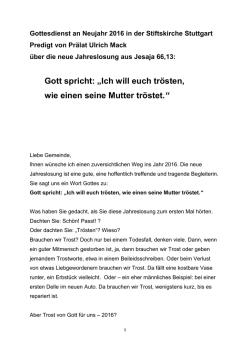 Gott spricht: &bdquo;Ich will euch tr&ouml;sten, wie einen seine Mutter tr&ouml;stet.&ldquo;