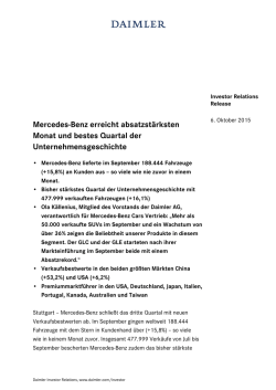 IR Release: Mercedes-Benz erreicht absatzst&auml;rksten