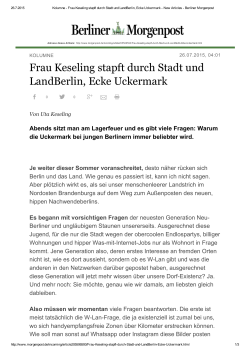 “Berlin, Ecke Uckermark” – Berliner Morgenpost 26.7