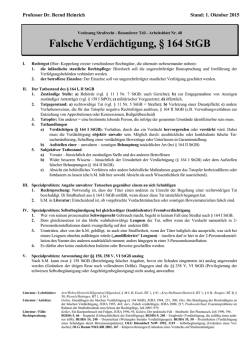 Falsche Verd&auml;chtigung, &sect; 164 StGB