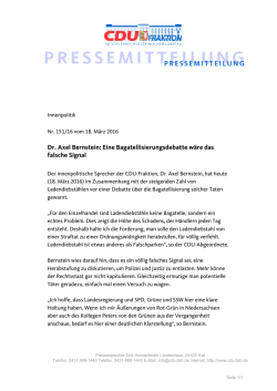 Dr. Axel Bernstein: Eine Bagatellisierungsdebatte w&auml;re das falsche