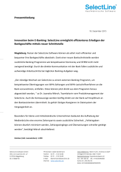 Innovation beim E-Banking: SelectLine erm&ouml;glicht effizienteres