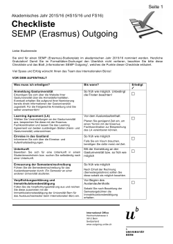 Checkliste Outgoings - HS15 / FS16
