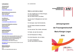 Jahresprogram 2016 der kfd Maria K&ouml;nigin
