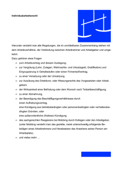 Individualarbeitsrecht Hierunter versteht man alle