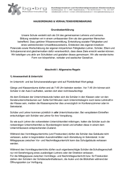 HAUSORDNUNG & VERHALTENSVEREINBARUNG