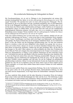 Die erzieherische Bedeutung der Geborgenheit im Hause*