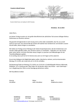 Dinslaken, 02.12.2015 Liebe Eltern, am letzten Freitag mussten wir