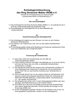 Schiedsgerichtsordnung des Ring Deutscher Makler (RDM) e.V.