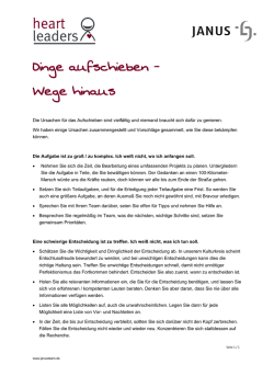 Der Experten-Tipp "Dinge aufschieben