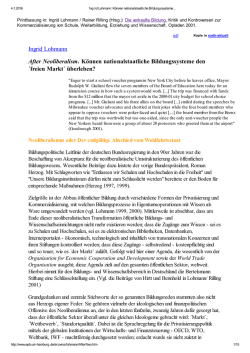 Ingrid Lohmann After Neoliberalism. K&ouml;nnen nationalstaatliche