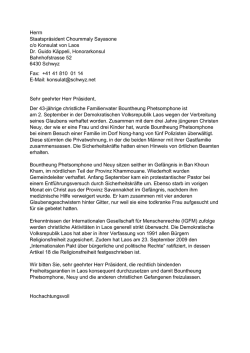 Herrn Staatspr&auml;sident Choummaly Sayasone c/o Konsulat