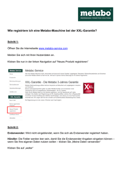 Wie registriere ich eine Metabo-Maschine bei der XXL