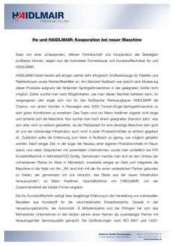 ifw und HAIDLMAIR: Kooperation bei neuer Maschine