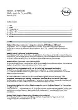 Radio R 4.0 IntelliLink Häufig gestellte Fragen (FAQ)