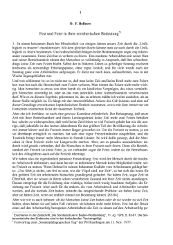 Fest und Feier in ihrer erzieherischen Bedeutung*1