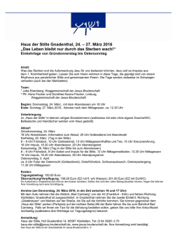 Haus der Stille Gnadenthal, Fasten und Feiern, 22