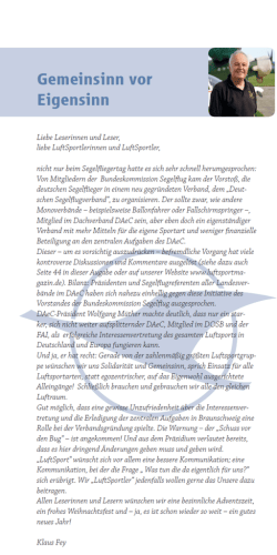Editorial Klaus Fey aus aktuellem Heft