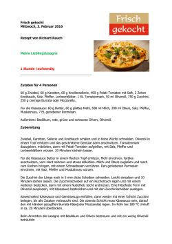 Frisch gekocht Mittwoch, 3. Februar 2016 Rezept von Richard