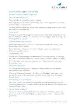 Interview mit Richard Graf am 1. Feb. 2016 Wie stellt man gute