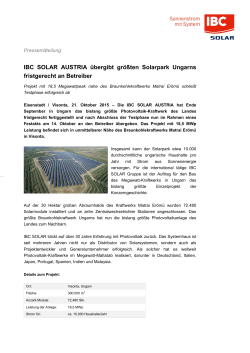 IBC SOLAR AUSTRIA übergibt größten Solarpark