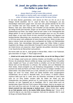 HI. Josef, der gr&ouml;&szlig;te unter den M&auml;nnern - Ein Helfer in jeder Not! -
