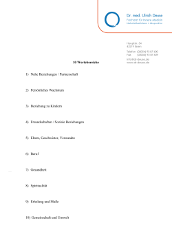 10 Wertebereiche 1) Nahe Beziehungen / Partnerschaft 2