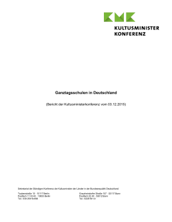 KMK-Bericht „Ganztagsschulen in Deutschland“