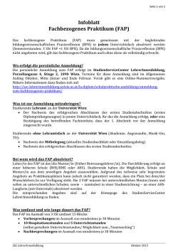 Informationsblatt zum FAP - SSC LehrerInnenbildung